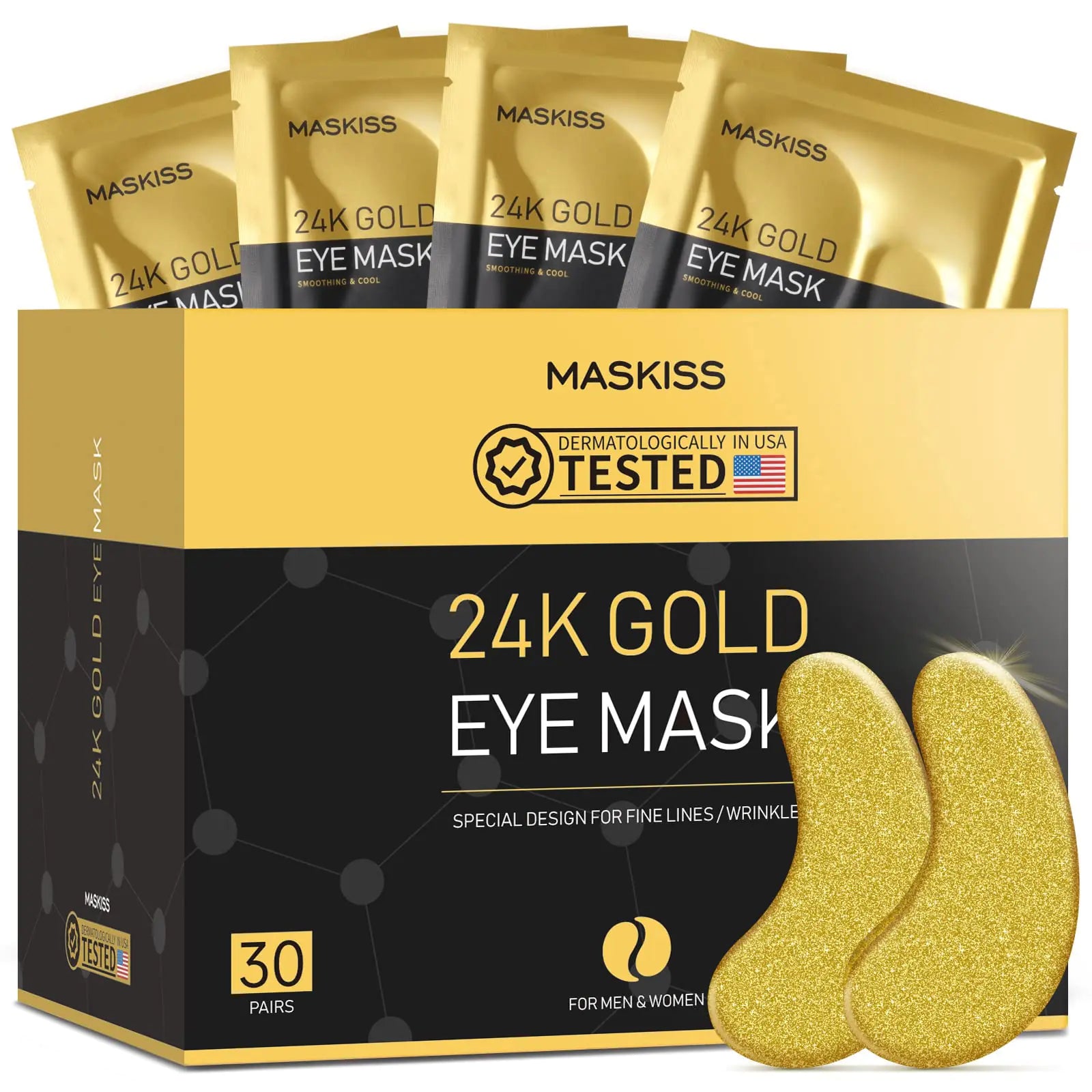 24k Gold Under Eye Patches (50 Pairs), eye mask, Collagen Skin Care Products, Eye Patches for Puffy Eyes, eye masks for dark circles and puffiness 1 Count (Pack of 50) by Anti Spier