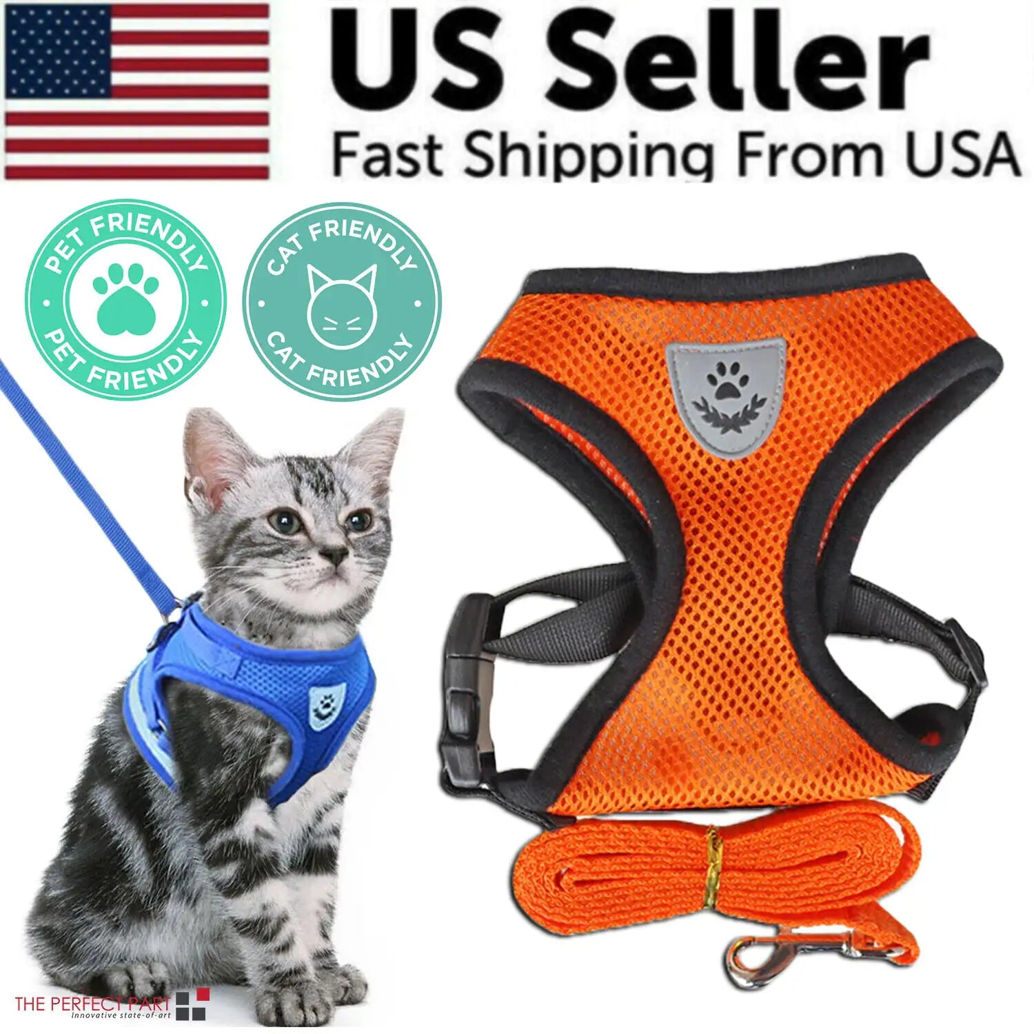 Cat Dog Pet Harness Adjustable Control Vest Dogs Reflective S M L XL Leash by Anti Spier