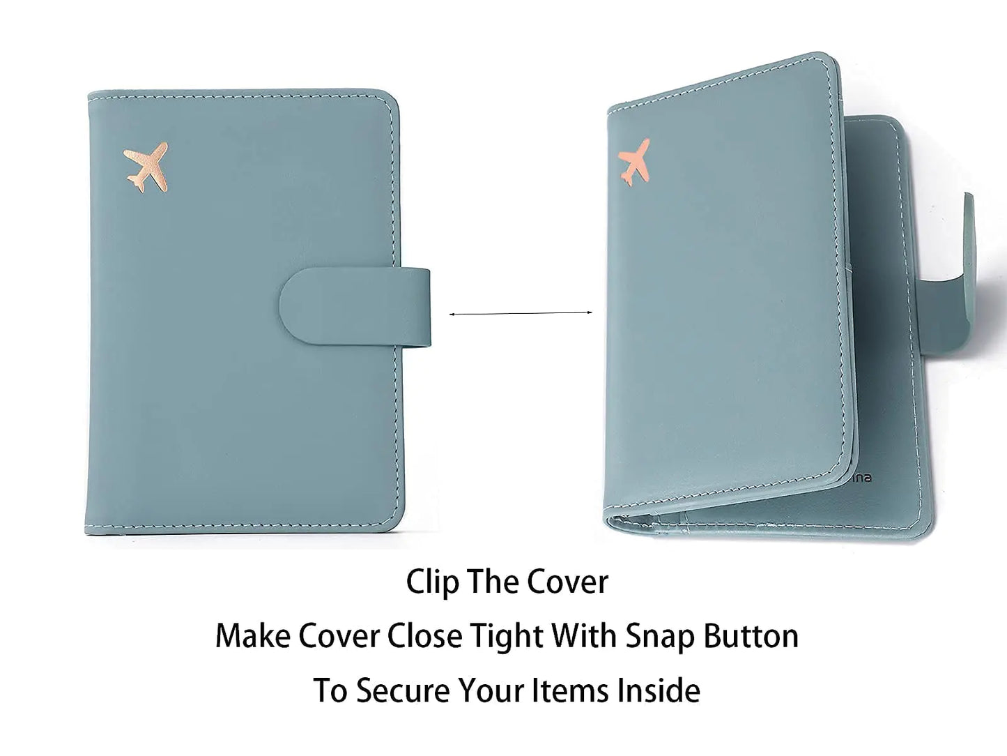 Melsbrinna Premium Leather Passport Holder Covers Case, Waterproof Rfid Blocking Travel Wallet Passport Holder with Pen Holder, Cute Passport Book for Women/Men Greyish green by Anti Spier