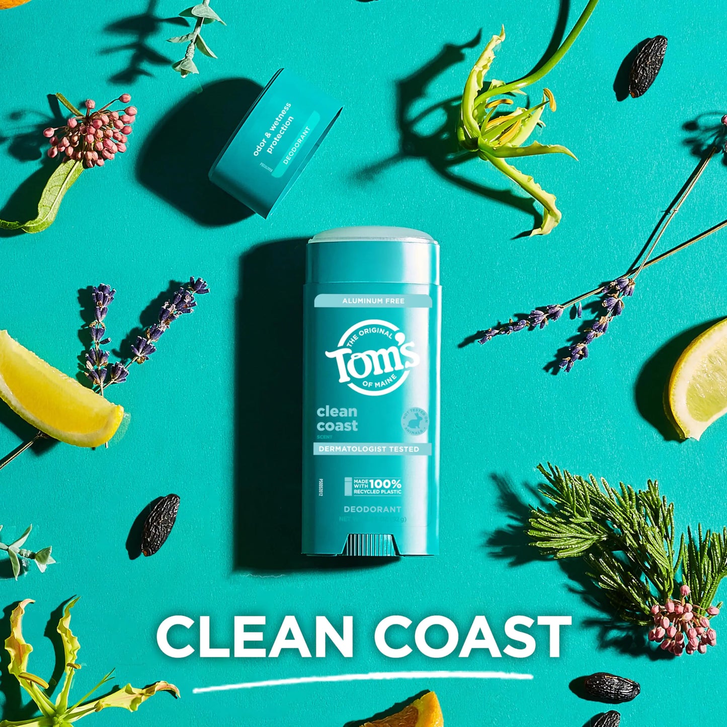Tom’s of Maine Clean Coast Aluminum Free Natural Deodorant For Women & Men | Goes on Clear | Odor & Wetness Protection | Naturally Derived and Moisture-Locking Ingredients | 3.25 oz 3.25 Ounce (Pack of 1) by Anti Spier