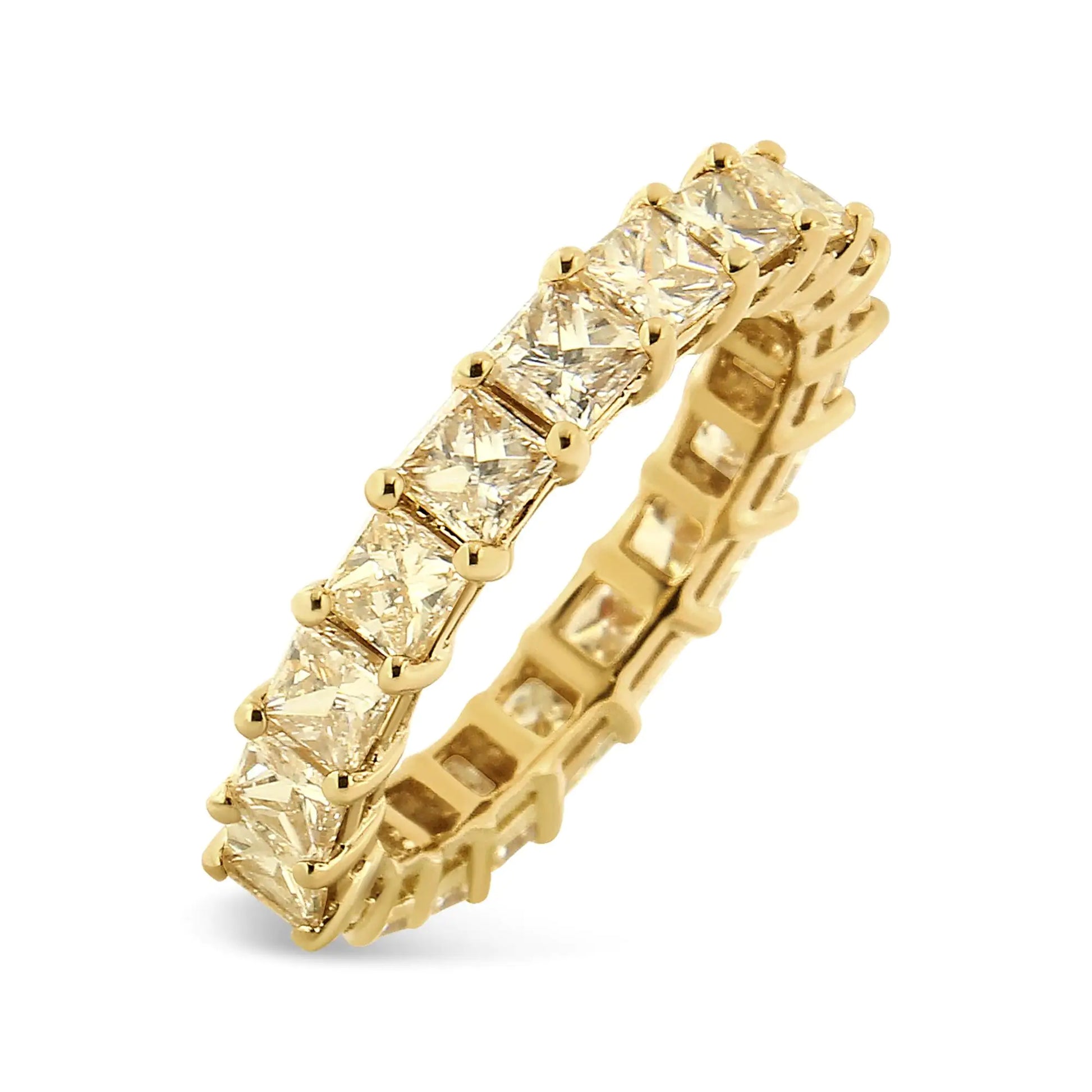 14K Yellow Gold 4.00 Cttw Shared Prong Set Princess Cut Diamond Eternity Band Ring (J-K Color, VS1-VS2 Clarity) by Anti Spier