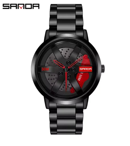 Men's 3D Car Wheel Sports Watch - Waterproof Quartz by Anti Spier
