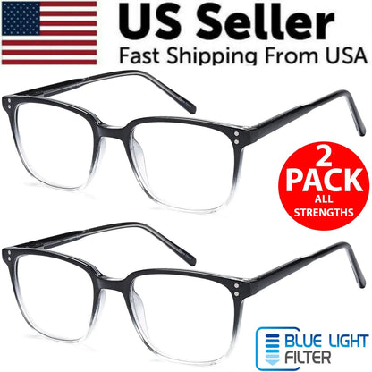 2 PK Unisex Blue Light Blocking Reading Glasses Computer Readers For Men Women by Anti Spier