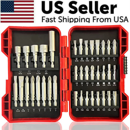 37 Piece Impact Screwdriver Bit Set Nut Driver Torx Phillips Tool Magnetic Drill by Anti Spier
