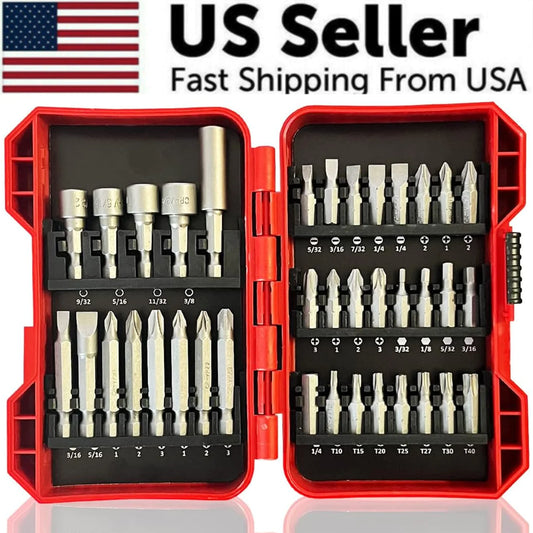 37 Piece Impact Screwdriver Bit Set Nut Driver Torx Phillips Tool Magnetic Drill by Anti Spier