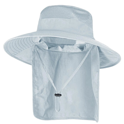 Sun Hats for Men Women Fishing Hat UPF 50+ Breathable Wide Brim Bucket Hats Summer UV Protection Safari Hat with Neck Flap Black/Light Grey 2 by Anti Spier