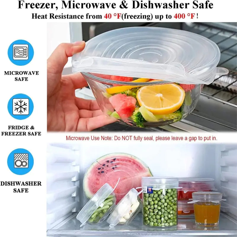 Silicone Stretch Lids Reusable Airtight Food Wrap Covers by Anti Spier