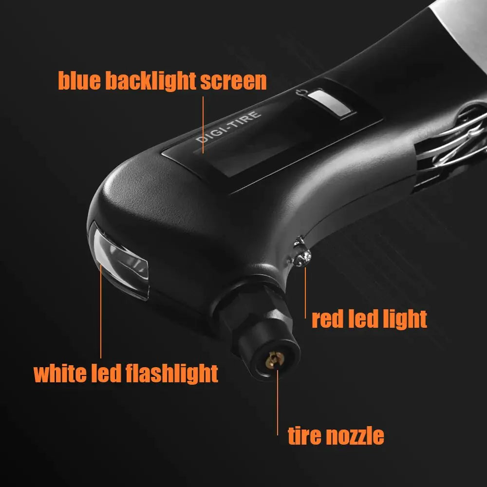 9 in 1 Digital Tire Pressure Alarm Gauge Multifunctional Tyre Pressure Sensor Tpms Systems w LED Flashlight Car Hammer by Anti Spier