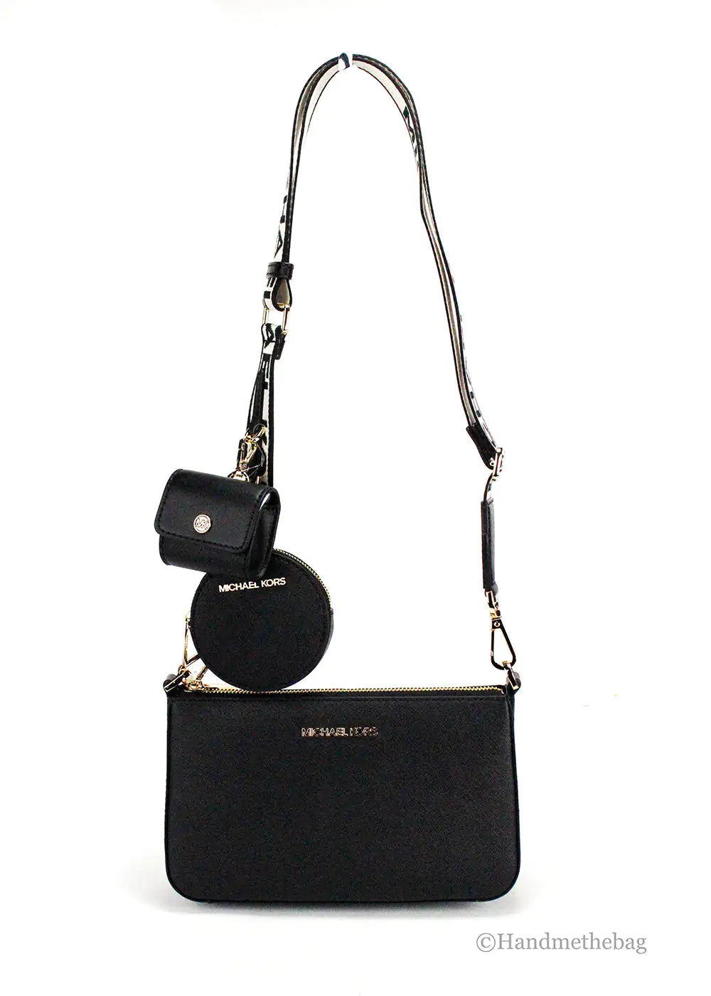 Michael Kors Jet Set Black Leather Tech Crossbody Bag by Anti Spier