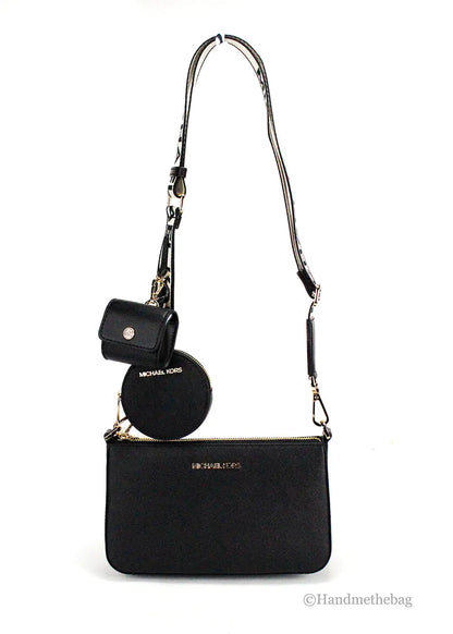 Michael Kors Jet Set Black Leather Tech Crossbody Bag by Anti Spier