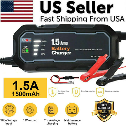 1500mAh Automatic Smart Battery Charger 12V Portable Car Auto Trickle Maintainer by Anti Spier