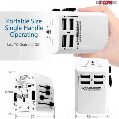 Universal Travel Adapter International Power Adapters 3 Pack Multicharger Plug w 4 USB Ports by Anti Spier