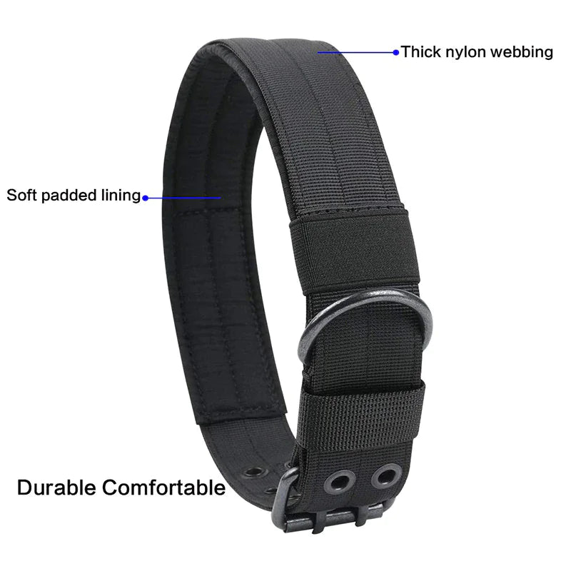2" Wide Tactical Heavy Duty Nylon Large Dog Collar K9 Military With Metal Buckle by Anti Spier
