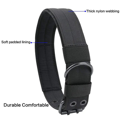 2" Wide Tactical Heavy Duty Nylon Large Dog Collar K9 Military With Metal Buckle by Anti Spier