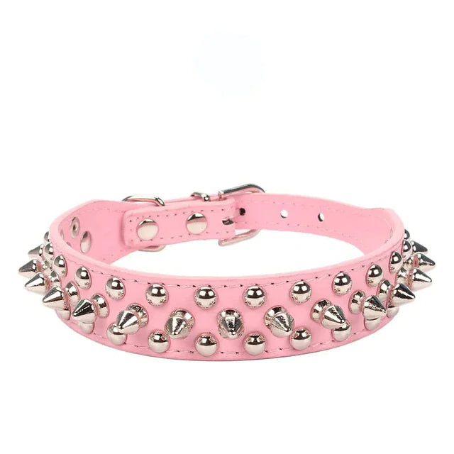 Spiked Studded Leather Dog Collar Rivets Pet Small Large Cat Pit Bull Adjustable by Anti Spier