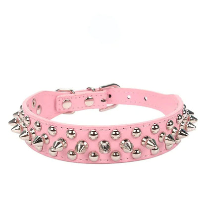 Spiked Studded Leather Dog Collar Rivets Pet Small Large Cat Pit Bull Adjustable by Anti Spier