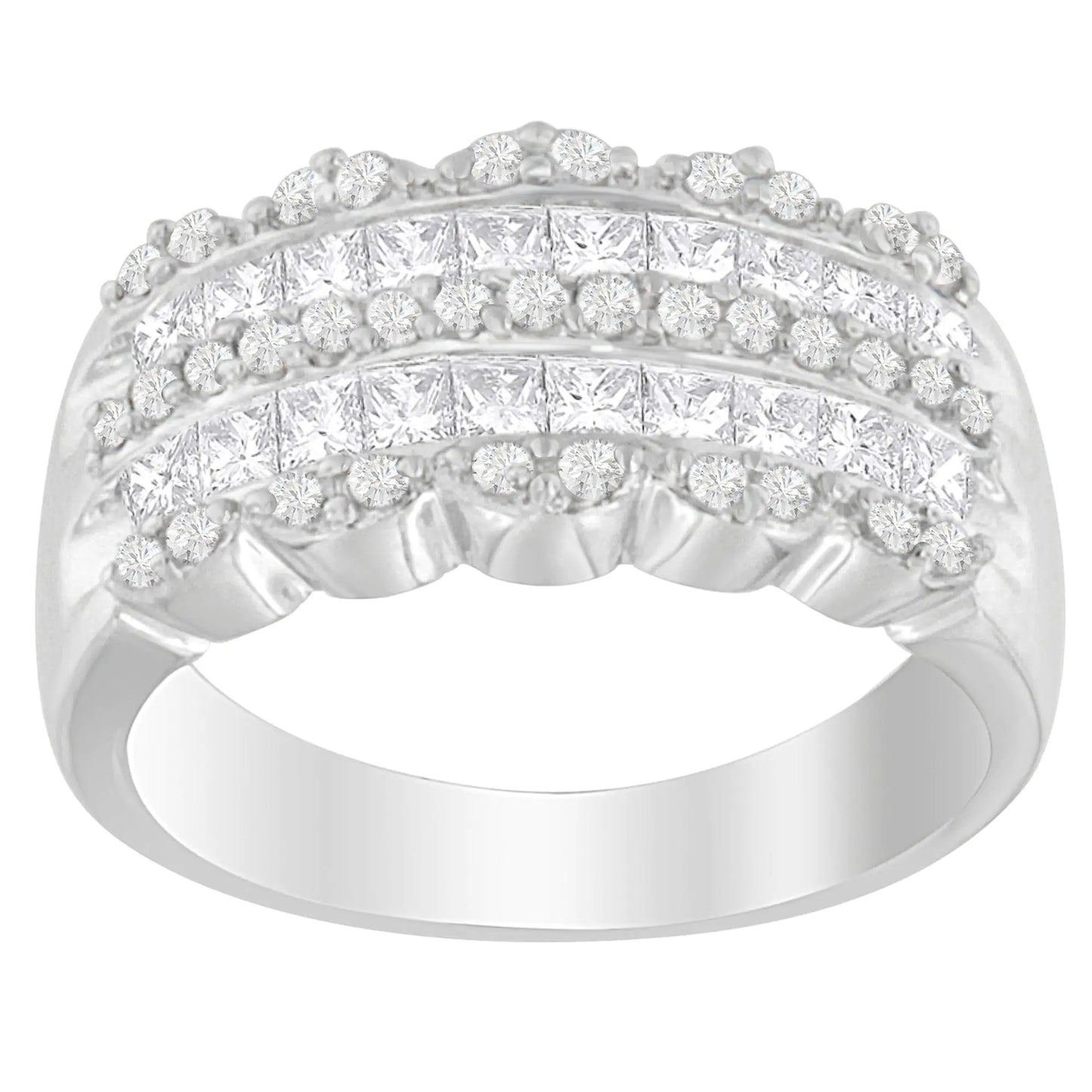 14K White Gold 1 1/7ct. TDW Round and Princess-Cut Diamond Ring(H-I, SI2-I1) by Anti Spier