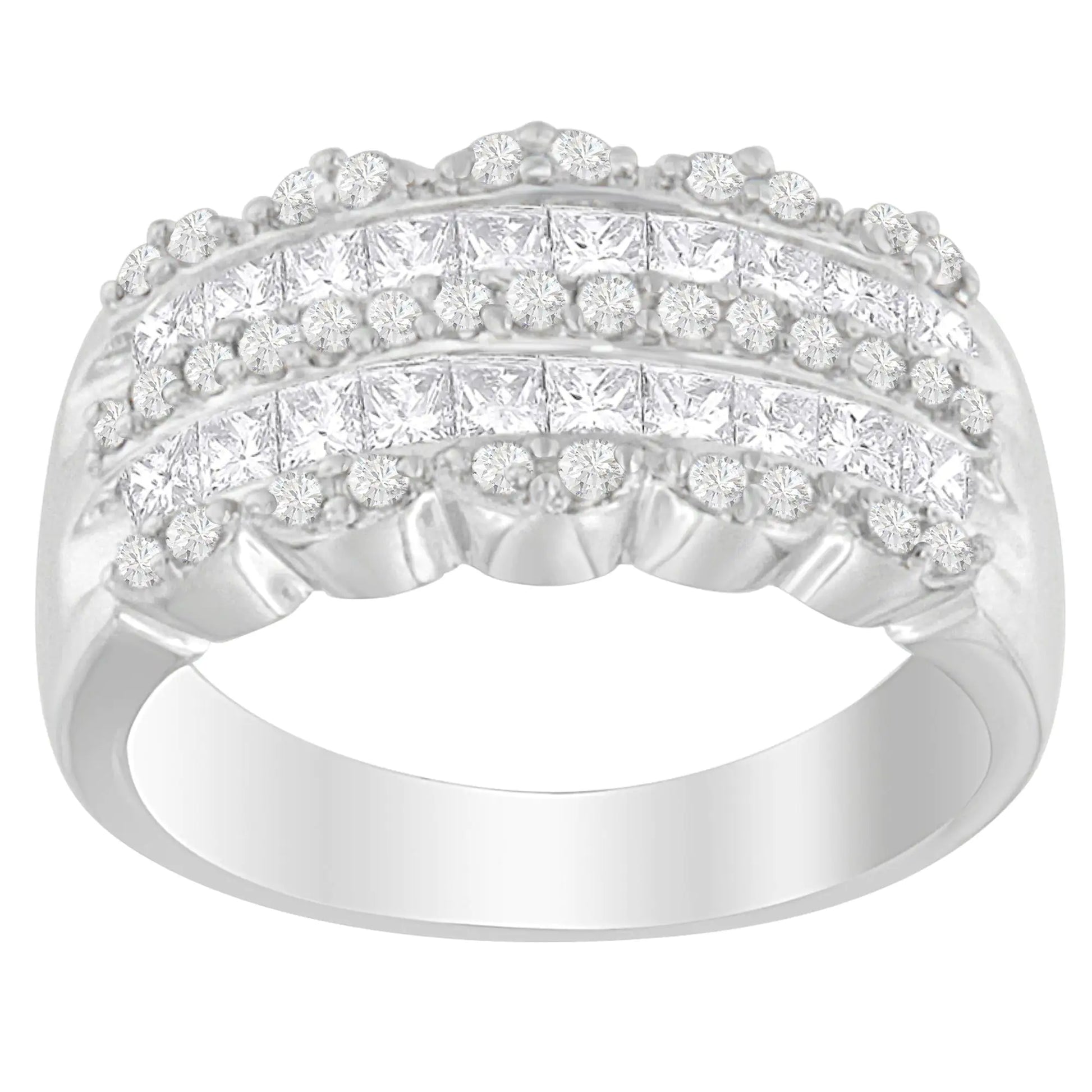 14K White Gold 1 1/7ct. TDW Round and Princess-Cut Diamond Ring(H-I, SI2-I1) by Anti Spier