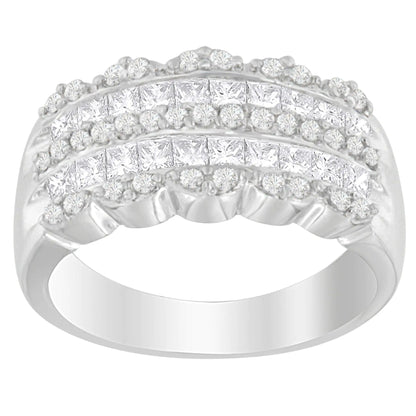 14K White Gold 1 1/7ct. TDW Round and Princess-Cut Diamond Ring(H-I, SI2-I1) by Anti Spier