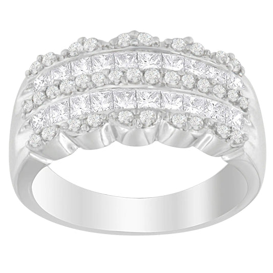 14K White Gold 1 1/7ct. TDW Round and Princess-Cut Diamond Ring(H-I, SI2-I1) by Anti Spier