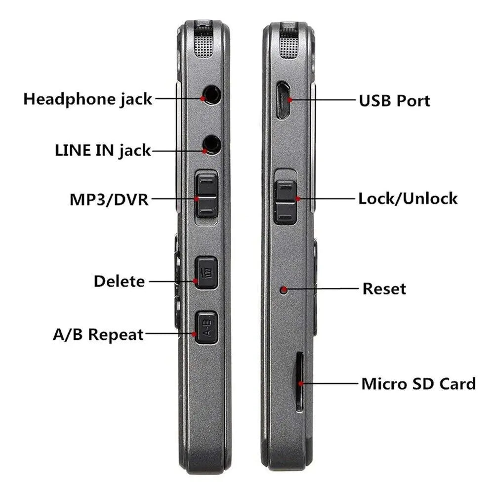 64GB Rechargeable LCD Digital Audio Sound Voice Recorder Dictaphone MP3 Player by Anti Spier