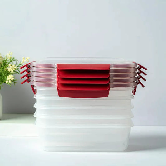 5 Pack Stackable Food Storage Containers Airtight & Leakproof Set Snap Lock Lids by Anti Spier