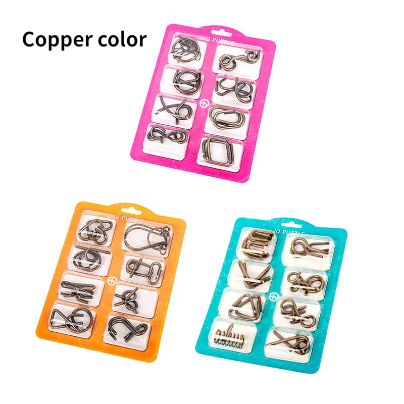 8-Piece Metal Montessori IQ Brain Teaser Puzzle Set for All Ages by Anti Spier