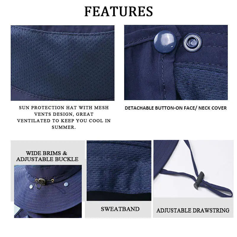 Wide Brim Sun Hat UV Protection Bucket Cap For Hiking Camping Fishing Safari Men by Anti Spier