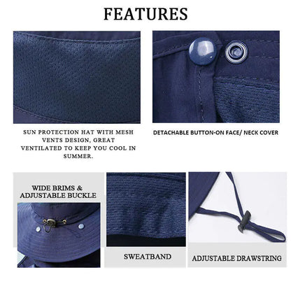 Wide Brim Sun Hat UV Protection Bucket Cap For Hiking Camping Fishing Safari Men by Anti Spier