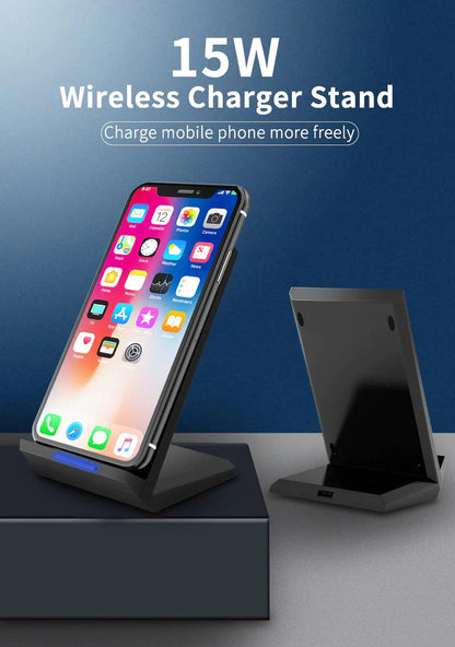 15W FAST WIRELESS CHARGER WITH STAND QUICK CHARGE by Anti Spier