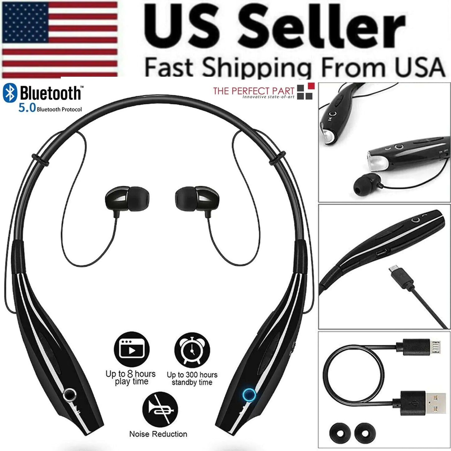 Bluetooth Neckband Wireless Headphones Mic Headset Stereo Earbuds Earphone by Anti Spier