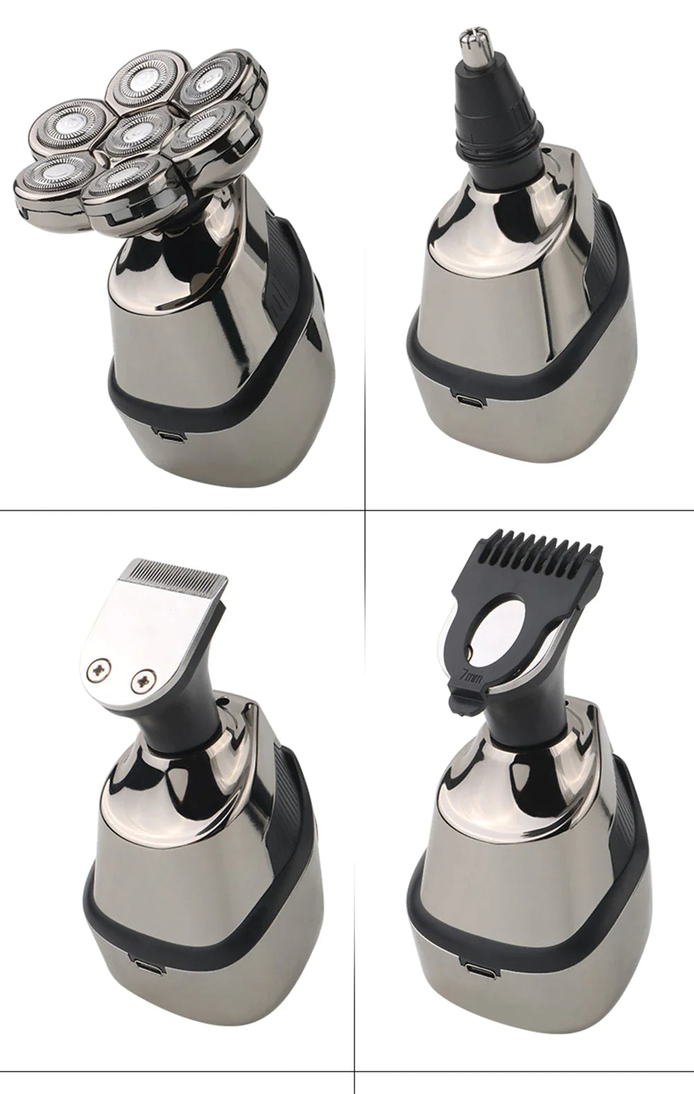 7D Cordless Shaver Hair Trimmer Men’s 5-In-1 Electric Head Shaver Razor Men Wet by Anti Spier