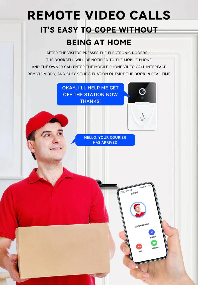 Wireless Security WiFi Smart Doorbell Intercom Video Camera Bell Chime Door Ring by Anti Spier