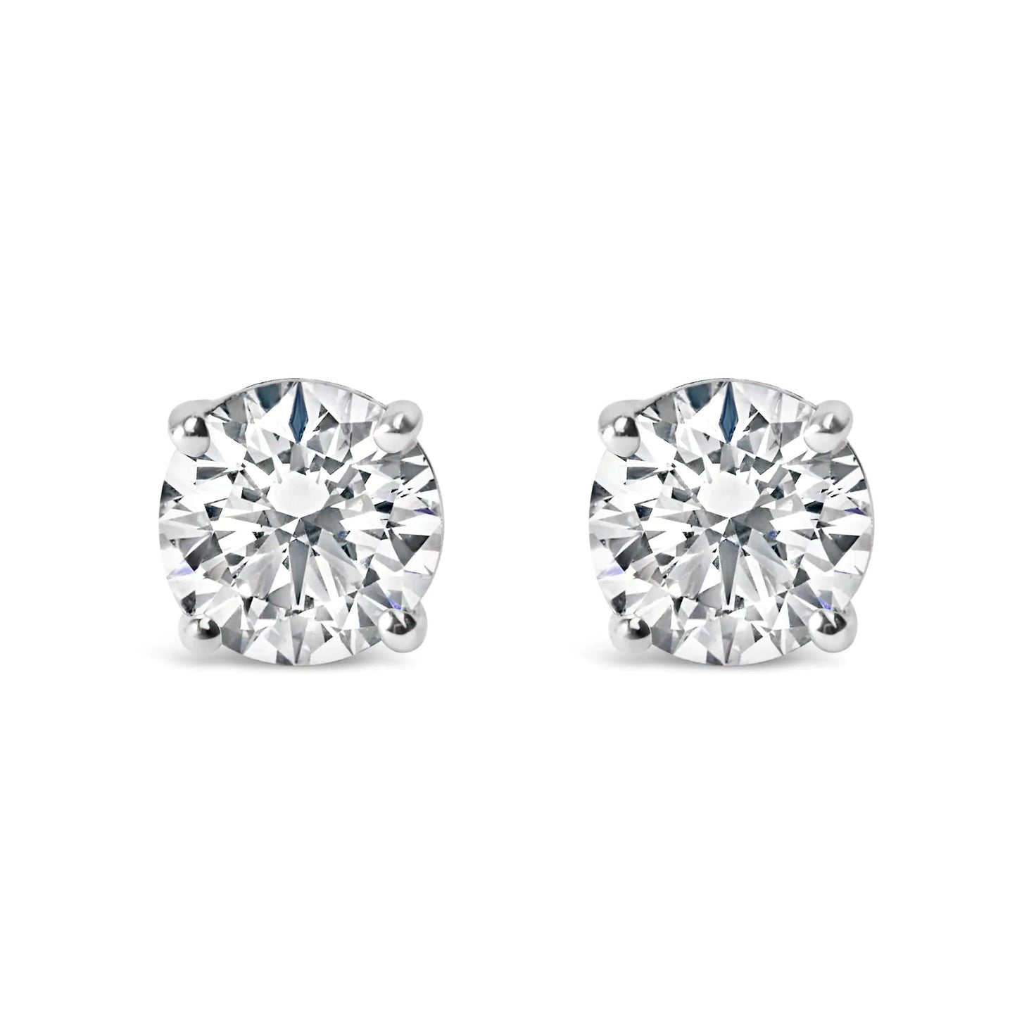 IGI Certified 14K White Gold 1 1/2 Cttw Round Diamond Solitaire Stud Earrings with Screwbacks (G-H Color, I1-I2 Clarity) by Anti Spier