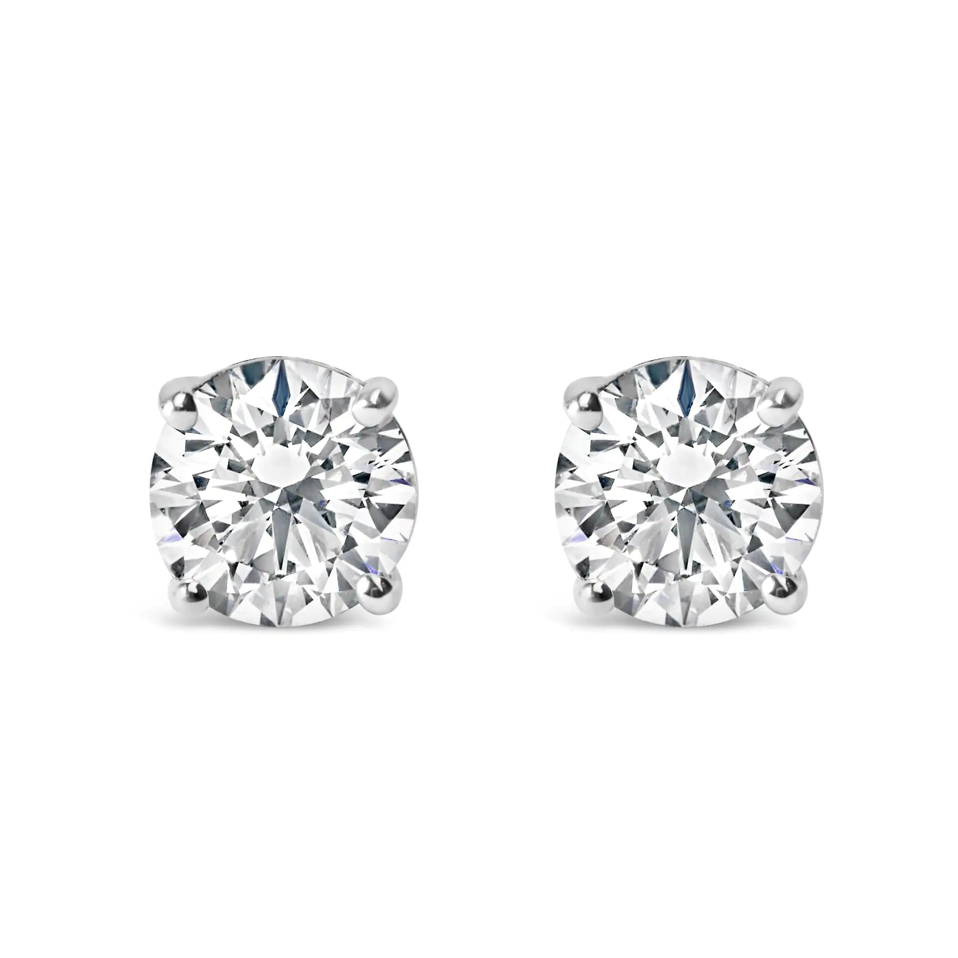 IGI Certified 14K White Gold 1 1/2 Cttw Round Diamond Solitaire Stud Earrings with Screwbacks (G-H Color, I1-I2 Clarity) by Anti Spier