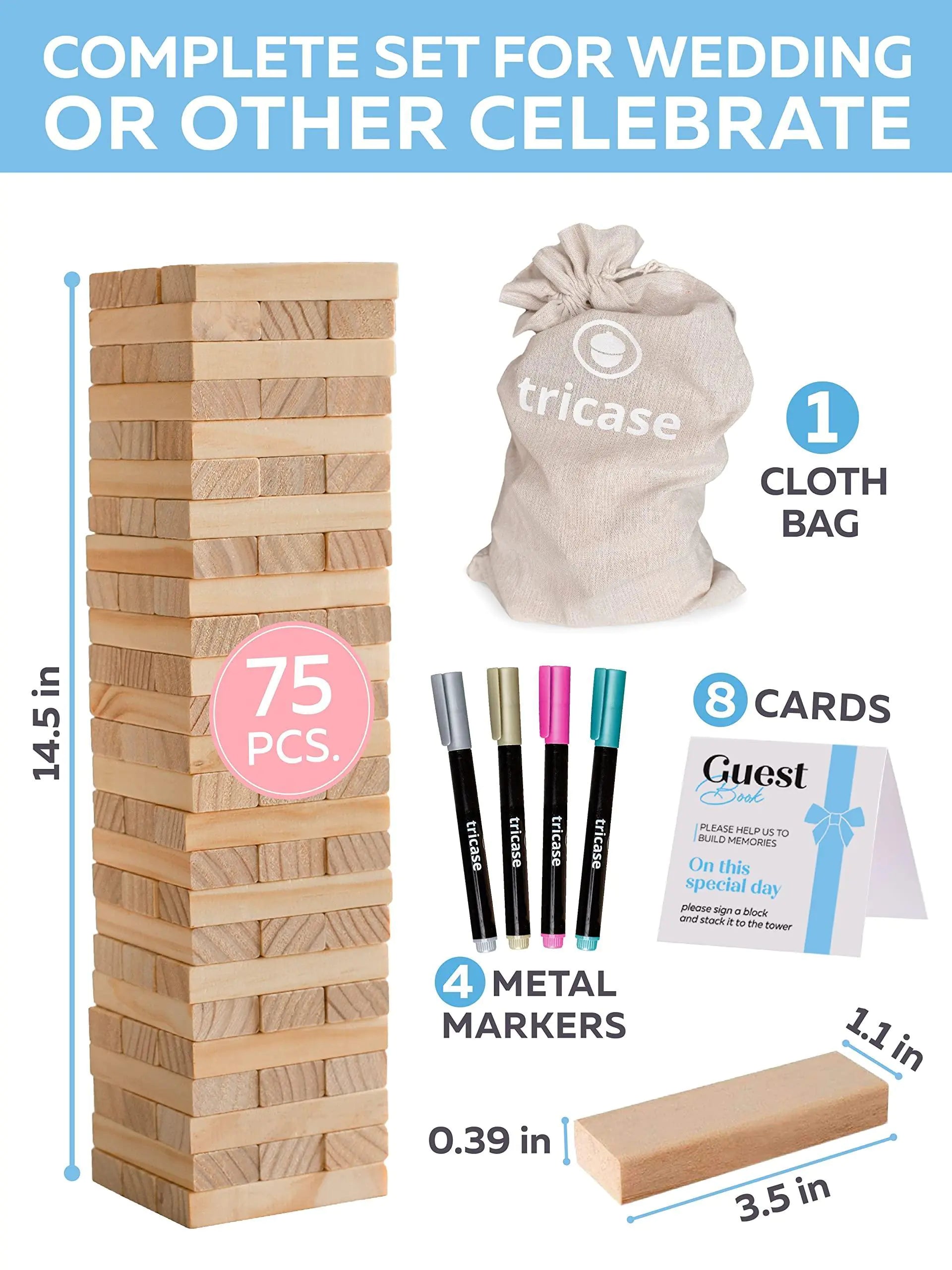 Wedding Guest Book Alternative 75 pcs Wooden Block Guest Book for Sign by Anti Spier