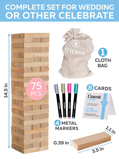 Wedding Guest Book Alternative 75 pcs Wooden Block Guest Book for Sign by Anti Spier