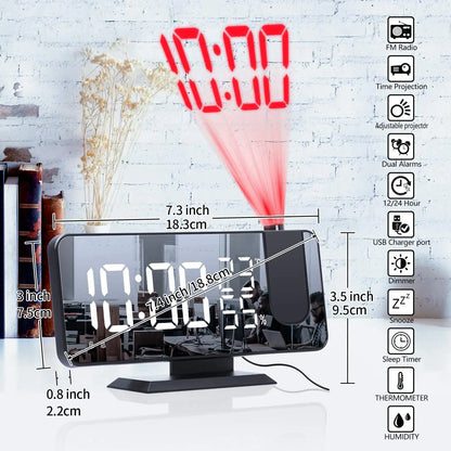LED Projection Digital Alarm Clock Phone Charger by Anti Spier
