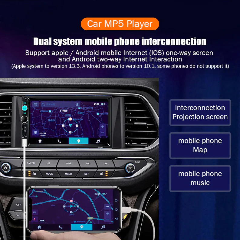 7" Double 2 DIN Car MP5 Player Bluetooth Touch Screen Stereo Radio With Camera by Anti Spier
