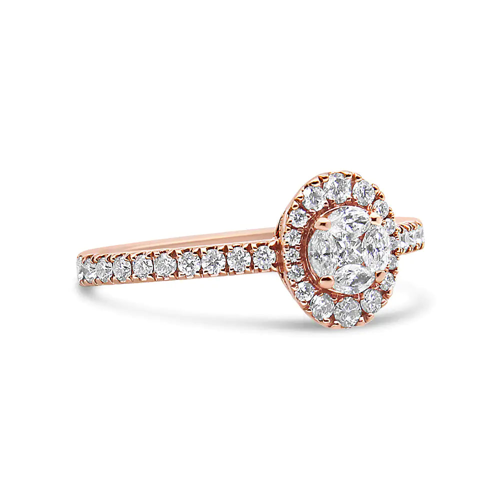 18K Rose Gold 1/2 Cttw Composite Marquise Composite Diamond Oval Shaped Halo Engagement Ring (F-G Color, VS1-VS2 Clarity) by Anti Spier