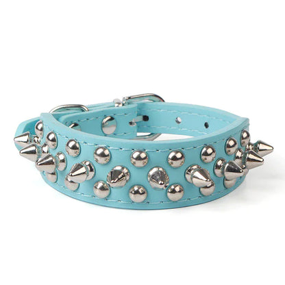 Spiked Studded Leather Dog Collar Rivets Pet Small Large Cat Pit Bull Adjustable by Anti Spier