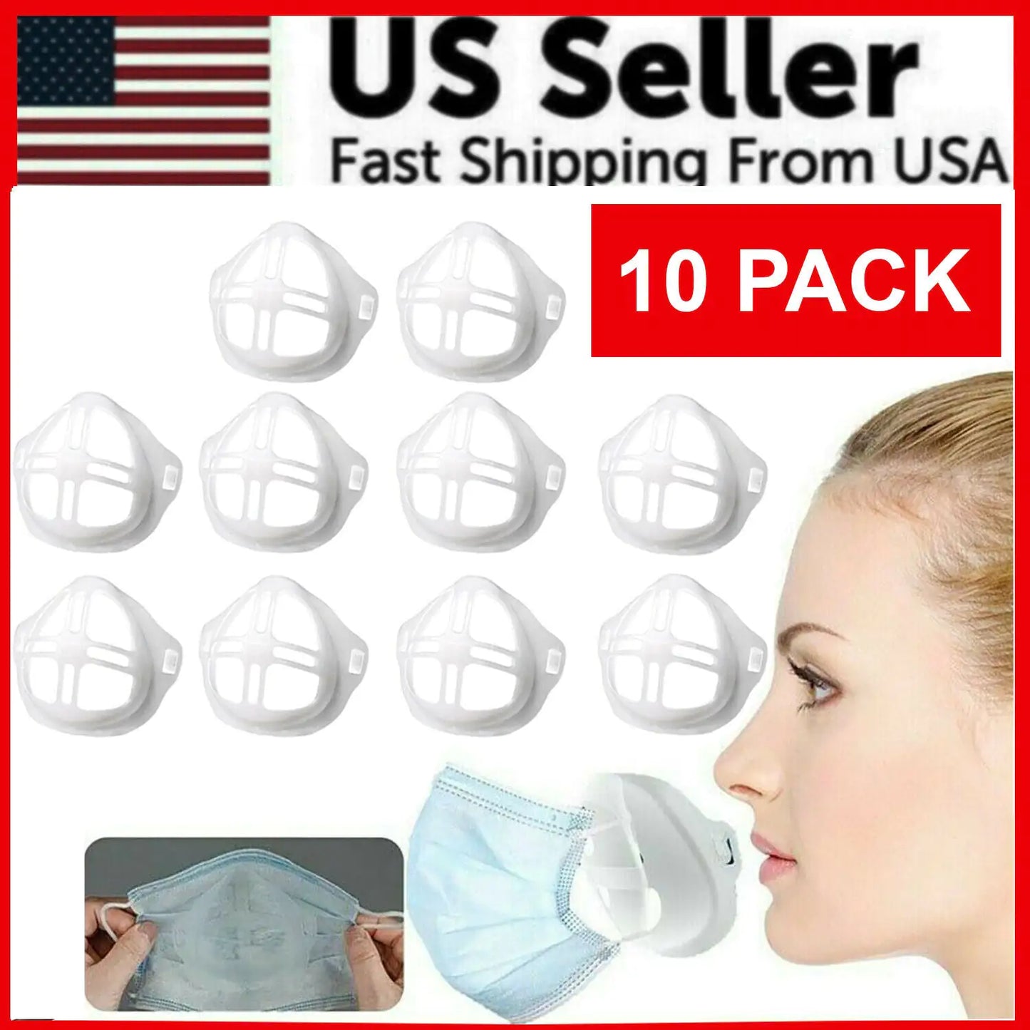 3D Face Mask Bracket Mouth Separate Inner Stand Holder Breathing Space Frame by Anti Spier