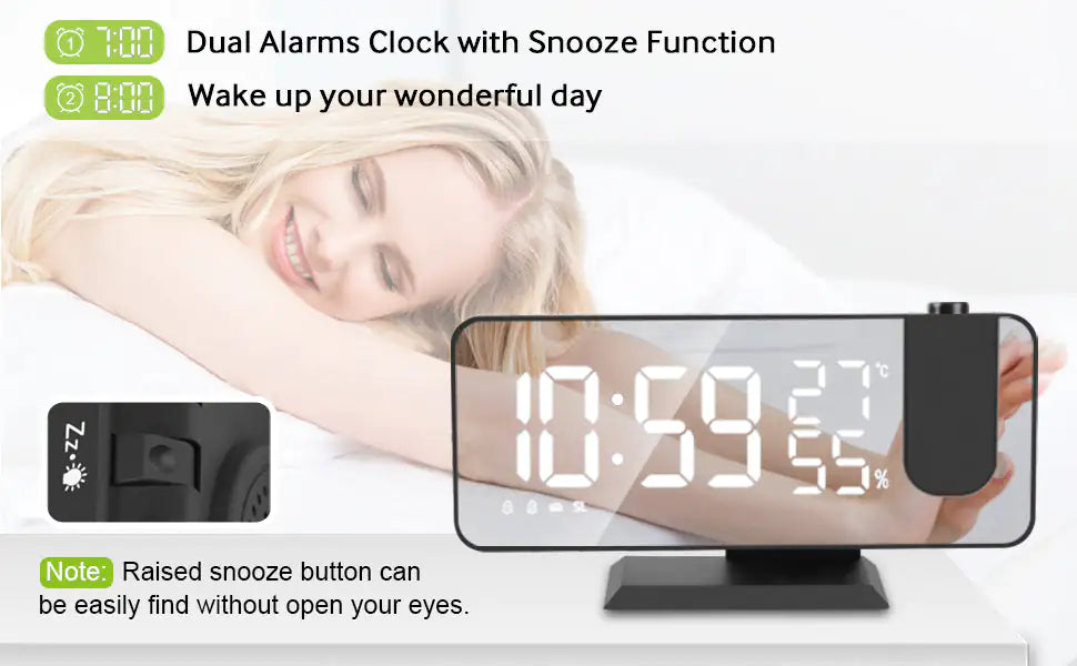 LED Projection Digital Alarm Clock Phone Charger by Anti Spier