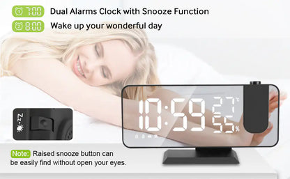 LED Projection Digital Alarm Clock Phone Charger by Anti Spier