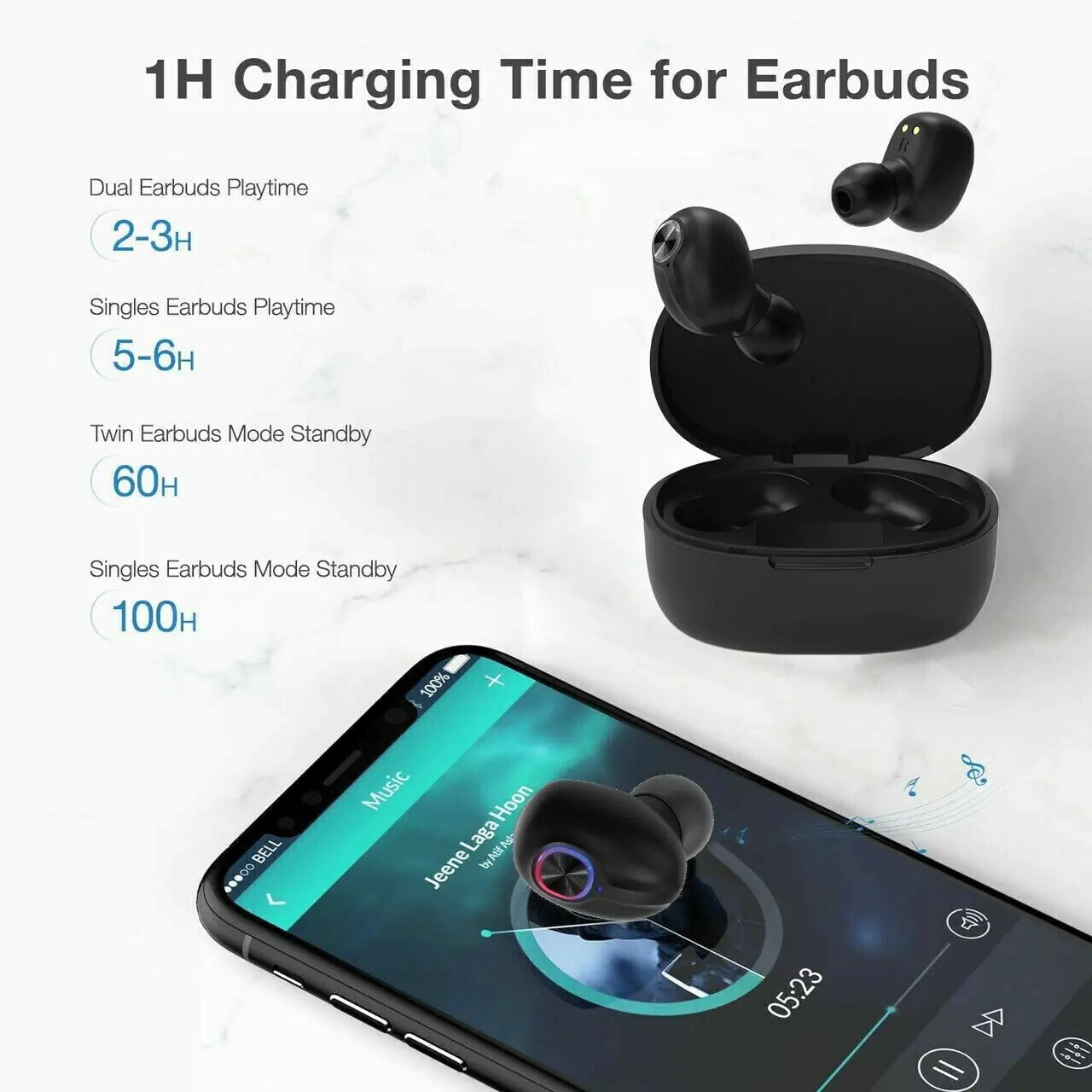 TWS Bluetooth Earbuds Waterproof Bluetooth 5.1 Headset Noise Cancelling Wireless by Anti Spier