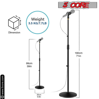 5 Core Mic Stand Round Base Height Adjustable Universal Microphone Mount Stands by Anti Spier