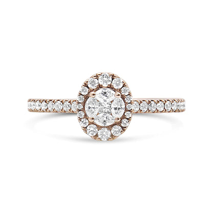 18K Rose Gold 1/2 Cttw Composite Marquise Composite Diamond Oval Shaped Halo Engagement Ring (F-G Color, VS1-VS2 Clarity) by Anti Spier
