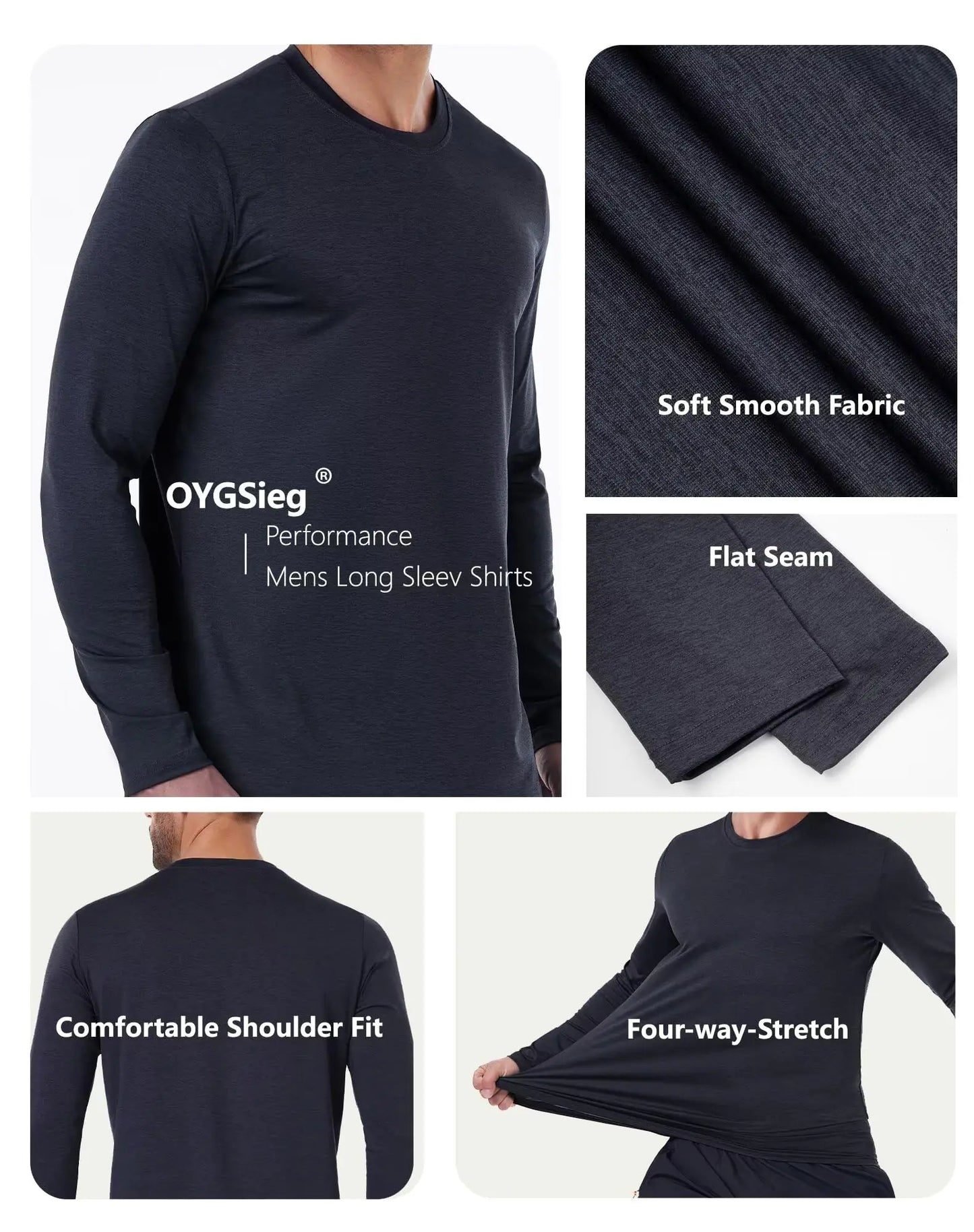 6 Pack Men's Quick Dry Long Sleeve Shirts Moisture Wicking Sun Protection UV UPF SPF Performance T-Shirt for Casual Small 2*black/2*grey/2*dark Grey(6 Pack) by Anti Spier