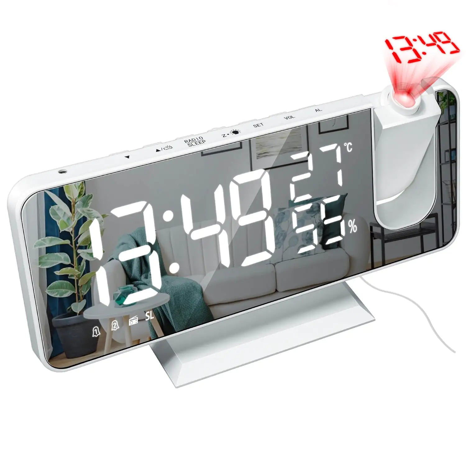 LED Projection Digital Alarm Clock Phone Charger by Anti Spier