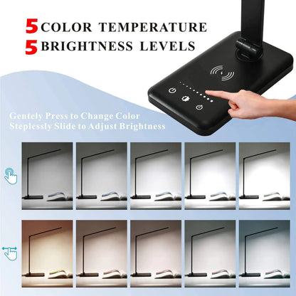 5 Lighting Mode LED Desk Lamp + Wireless Phone Charger by Anti Spier